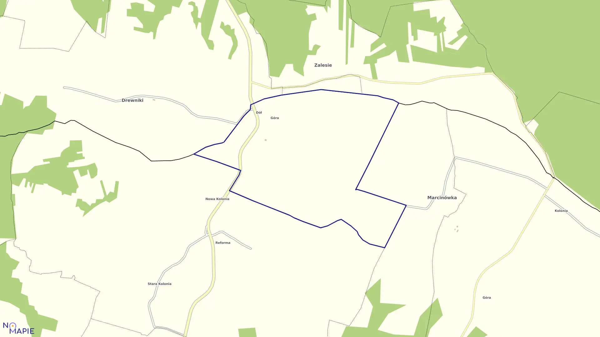 Mapa obrębu Drewniki w gminie Skierbieszów