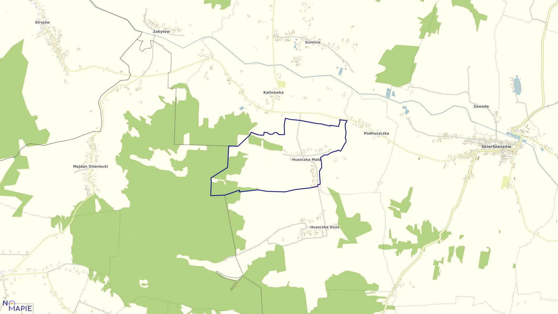 Mapa obrębu Huszczka Mała w gminie Skierbieszów