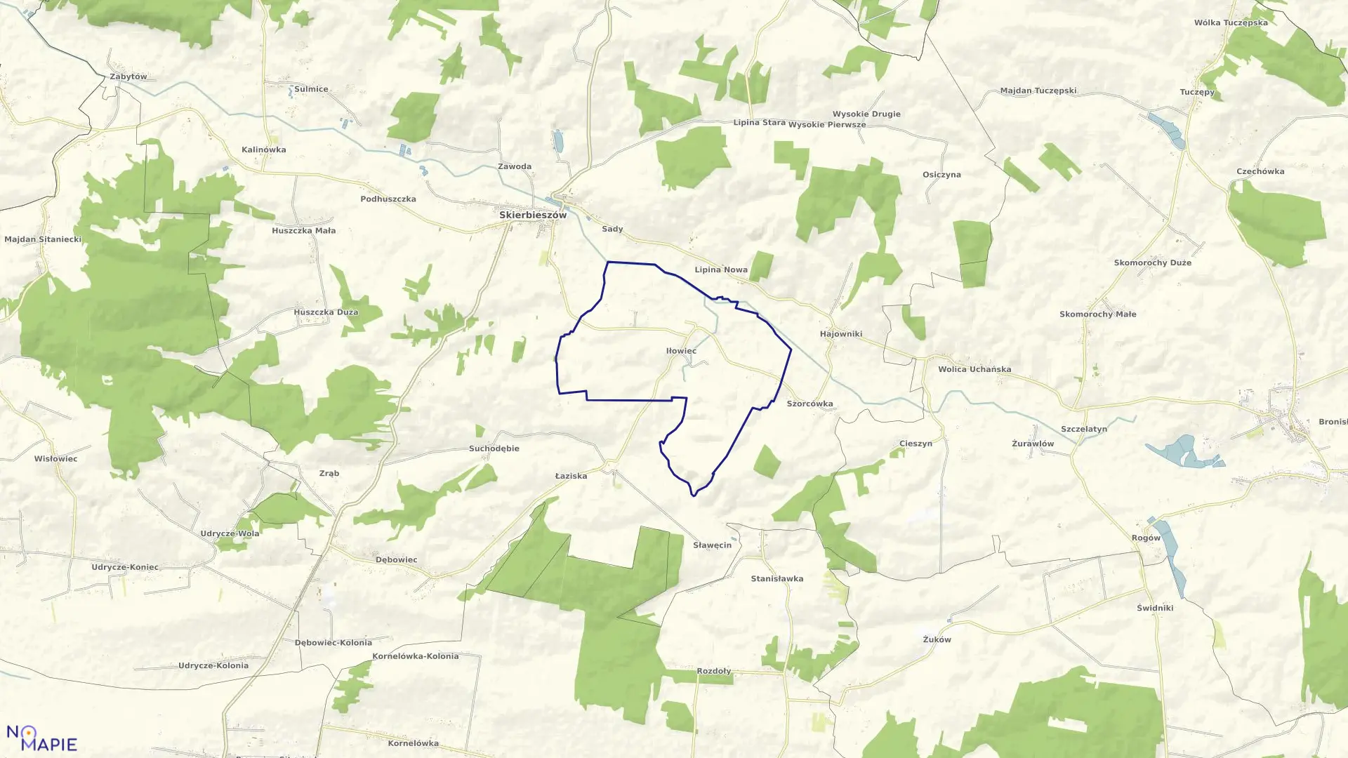 Mapa obrębu Iłowiec w gminie Skierbieszów