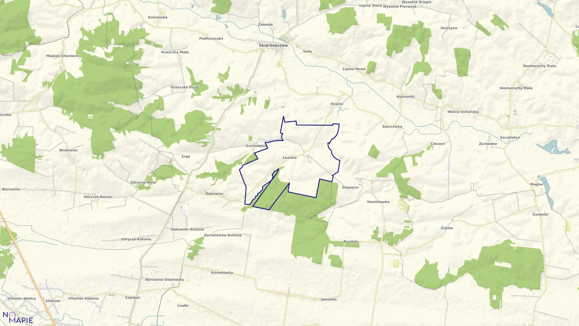 Mapa obrębu Łaziska w gminie Skierbieszów