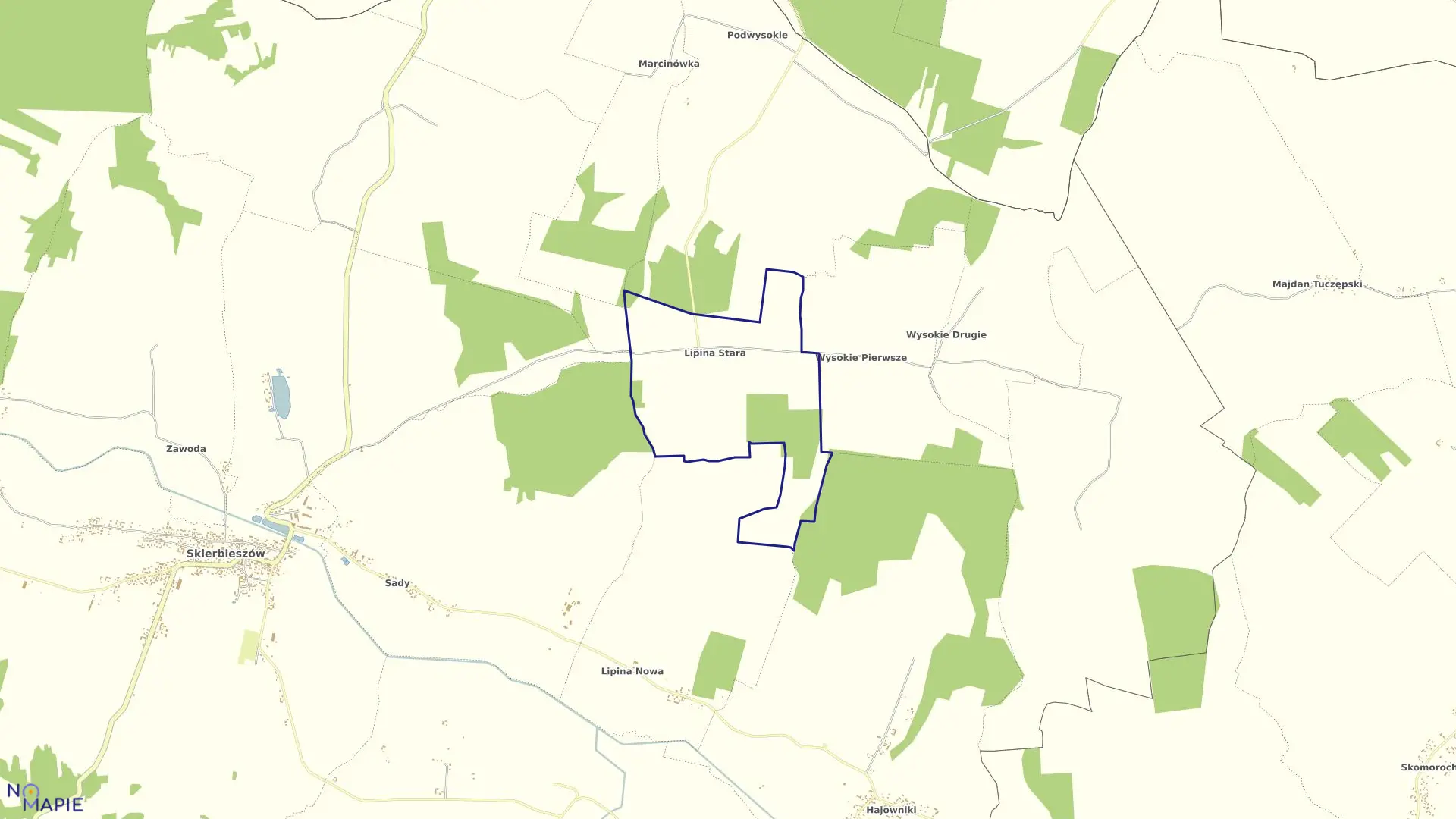 Mapa obrębu Lipina Stara w gminie Skierbieszów