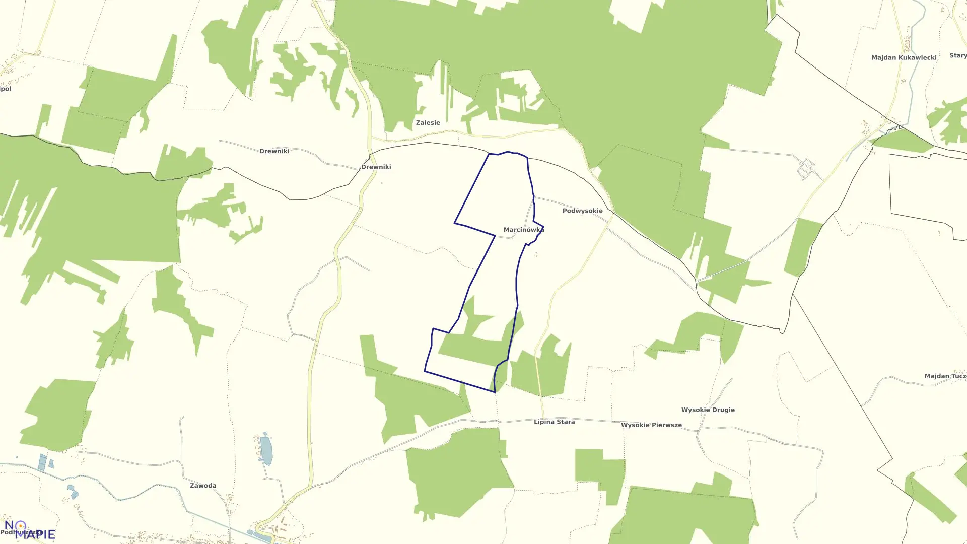 Mapa obrębu Marcinówka w gminie Skierbieszów